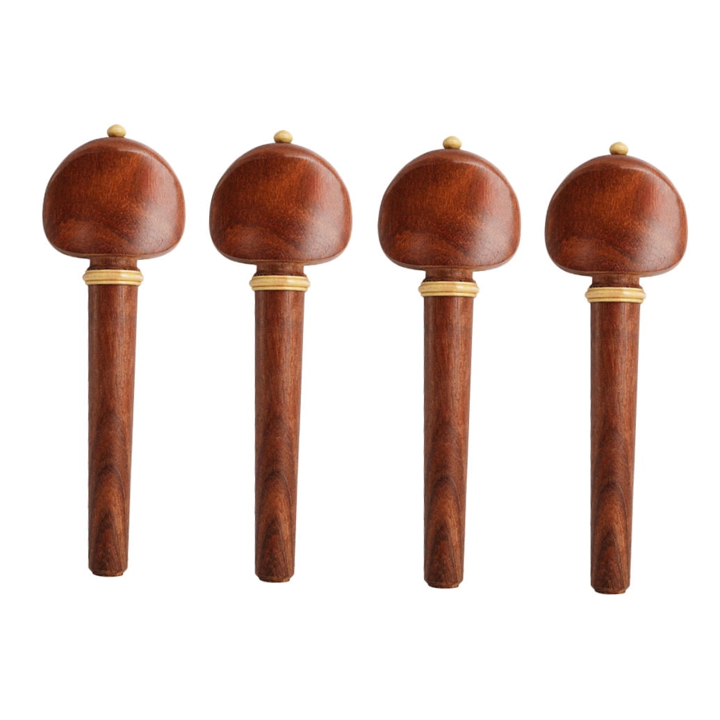 Clispeed 4Pcs Solid Wood Cello Pegs Chocolate Rosewood Shaft Handles Set Durable Smooth Texture Accessories