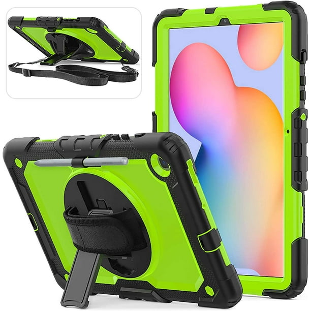 Samsung Galaxy Tab S6 Lite Case 2022/2020 Model SM-P610/P613/P615/P619 with Screen Protector Pen Holder / Heavy Duty Shockproof Protective Cover W/Stand Shoulder Strap for Tab S6 Lite 10.4 Inch