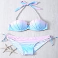 thumbnail image 4 of Bikini con conchas de perlas degradado para mujer, traje de baño Sexy con Push-Up, traje de baño cruzado con cuello Halter, ropa de playa de dos piezas, Bikini, 4 of 5