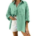 thumbnail image 2 of Women'S Classic-Fit Long Sleeve Shirt Button-Down Long Sleeve Casual Blouse Shirt Green L, 2 of 8
