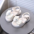 thumbnail image 2 of KPOPLK Girls Sandals Open Toe Cute Flats Dress Sandals Summer Cross Strappy Shoes Toddler/Little Kid/Big Kid Size 6,Beige, 2 of 9