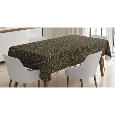 Ambesonne Christmas Tablecloth Rectangular Table Cover, Mistletoe Pine Branch, 52"x70", Multicolor