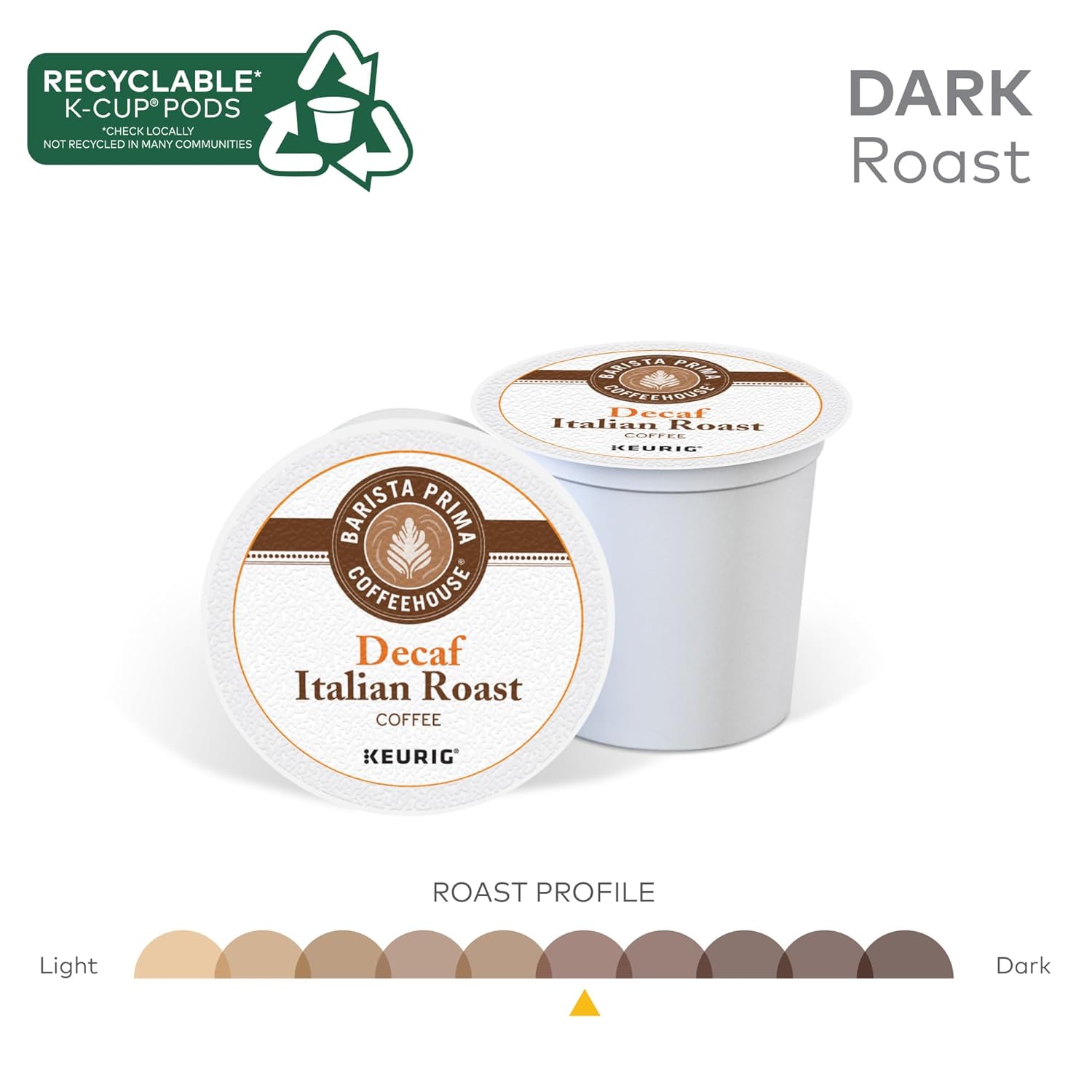 Barista Prima Coffeehouse, Italian Roast Decaf Keurig Single Serve K-Cup Pods, 96 count