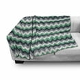 thumbnail image 3 of Chevron Soft Flannel Fleece Blanket, Zig Zag Symmetric Arrows Striped Pattern in Vibrant Color Artisan Print, Cozy Plush for Indoor and Outdoor Use, 50" x 60", Jade Green Grey White, by Ambesonne, 3 of 6