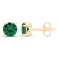 thumbnail image 3 of 0.50 Carat Round Shape Simulated Emerald Solitaire Stud Earrings In 14K Yellow Gold Over Sterling Silver Push Back Jewelry Gift For, 3 of 5