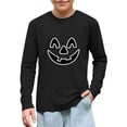thumbnail image 4 of Xdegoge Girls Crewneck Halloween Shirts Kids Long Sleeve Glow in the Dark Cute Pumpkin Face Fall Casual Graphic Tee Holiday Party Everyday Tops, 4 of 9