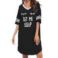 thumbnail image 3 of Sleep Shirts for Women Short Sleeve Cotton Novelty Night Shirts V Neck Oversized Nightgowns Cute Printed Nightdress, 3 of 7