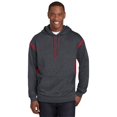 thumbnail image 1 of Sport-Tek ®  Tech Fleece Colorblock Hooded Sweatshirt. F246 S Graphite Heather/ True Red, 1 of 4