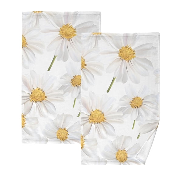 Ryvnso Daisy Flower Cotton Hand Towels Sets Face Towel 2 PCs Bathroom Decorative