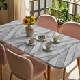 thumbnail image 3 of Gray Wood Grain Table Cloths for 3 Foot Rectangle Tables, Retro Minimalist Geometric Art Patio Waterproof Elastic Fitted Tablecloths, Washable Rectangular Table Cover for Camping, 3 of 8