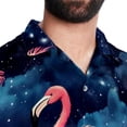 thumbnail image 5 of Starry Sky Flamingo Men's Short Sleeve Casual Printed Button Down Beach Shirt - Summer Hawaiian Top, 5 of 6