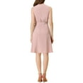 thumbnail image 3 of Allegra K Women's Solid Sleeveless V Neck Summer Midi Button Front Tie Waist Midi Dress, 3 of 6