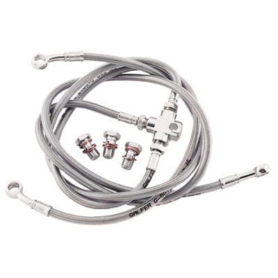 Galfer Front Steel Braided Brake Line Standard Length Silver For Honda