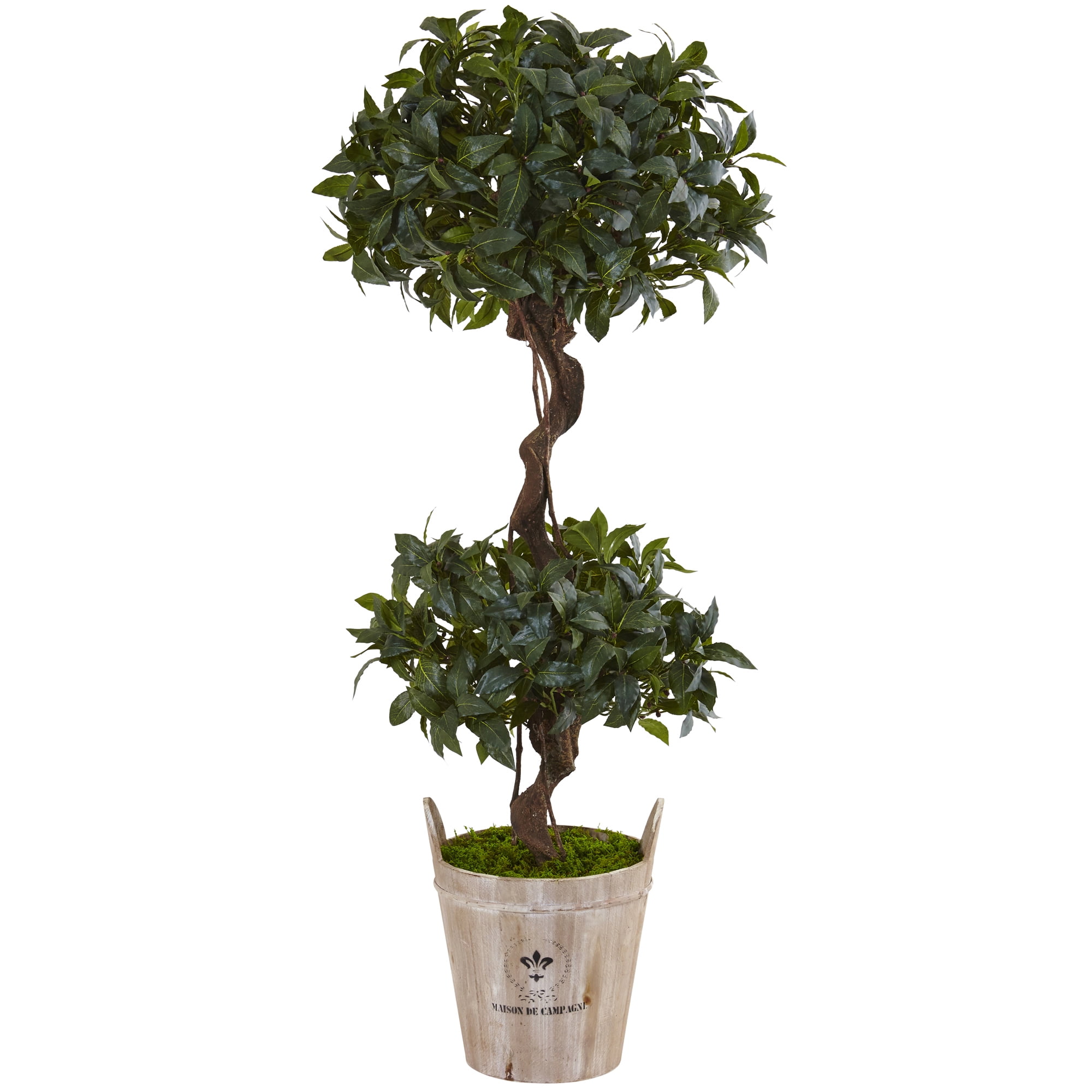 Nearly Natural 4.5 ft. Sweet Bay Double Topiary Artificial Tree in