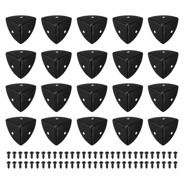 Uxcell 20 Pack Decorative Box Corner Cover, 28mm Metal Edge Guard, Furniture Corner Edges Protector with Screws, Black