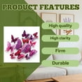 thumbnail image 3 of CCOCC 12Pcs Butterfly Wall Decor,Eye-Catching Design Decor for Bedroom,Tool-Free Installation Butterfly Decorations,Purple, 3 of 7