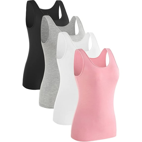 Womens Sleeveless Tank Tops Layering Tanks Undershirt Tank Top 3-4 Pack