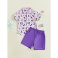 thumbnail image 6 of BemeyourBBs Toddler Baby Boy Mardi Gras Outfit Carnival Clothes Printed Short Sleeve Button Down Shirt and Shorts Set Summer Clothes, 6 of 9