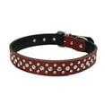 thumbnail image 2 of Flmtop Pet Collar Rhinestone Inlaid Adjustable Cowhide Decorative Puppy Necklace for Daily Life Red, 2 of 9