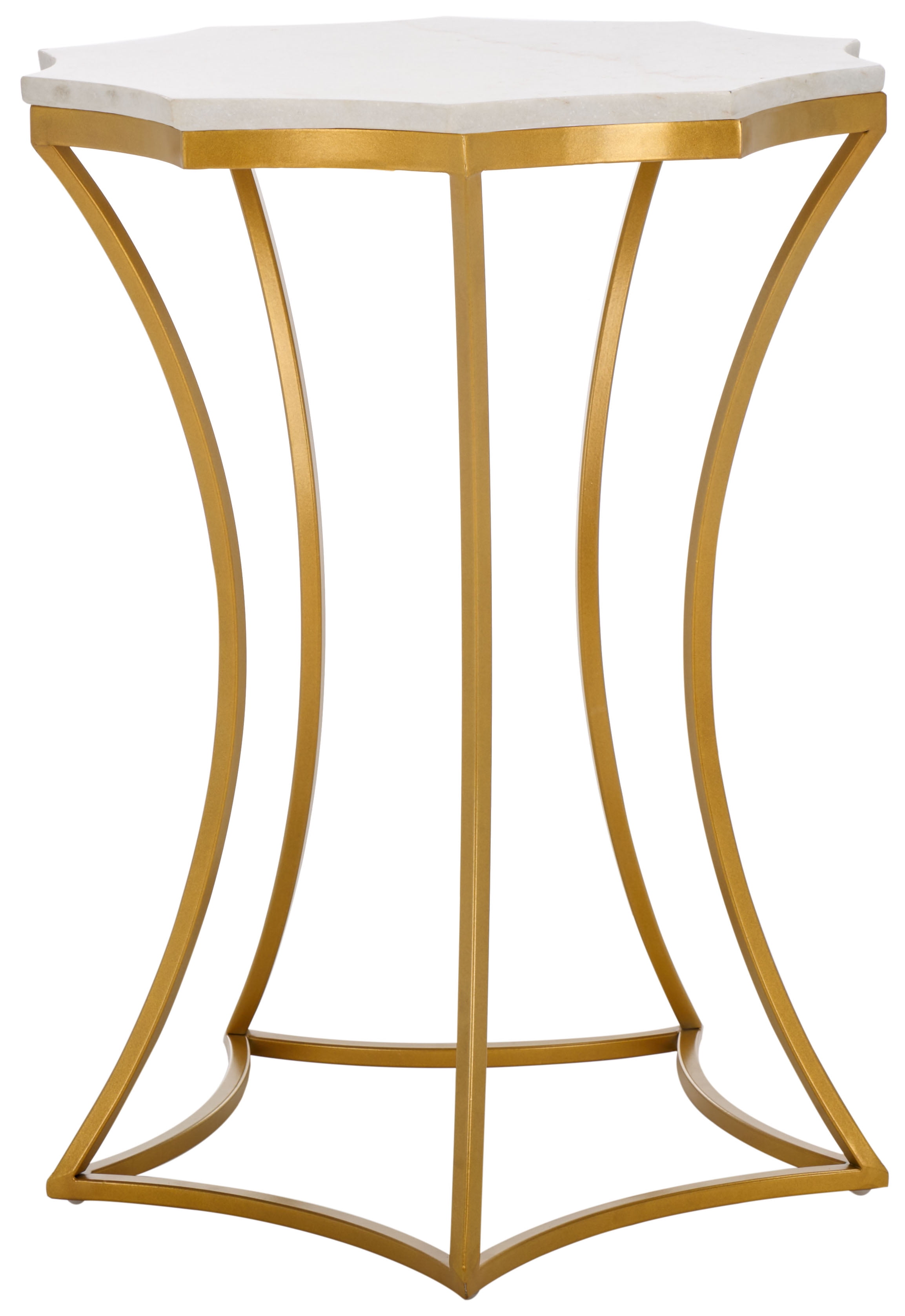 Safavieh Starbella Glam Metal And Marble Free Form End Table, White / Gold