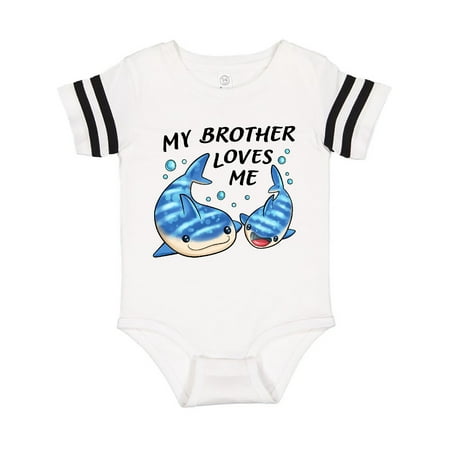 

Inktastic My Brother Loves Me- whale shark Gift Baby Boy or Baby Girl Bodysuit