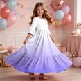 thumbnail image 6 of ersvoioy Girls Summer Party Dress Gradient Print Ruffle Cap Sleeve Round Neck A-Line Flowy Hem Sundress 4-14 Years, 6 of 7