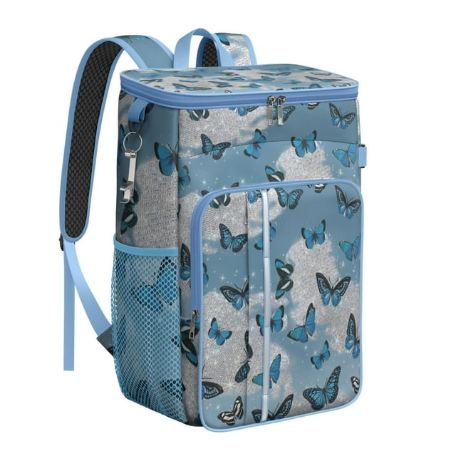 Floral Butterfly Pattern Backpack Cooler – Leakproof Waterproof Insulated Lunch Bag for Beach, Office, Hiking & Tropical Getaways