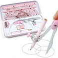 thumbnail image 3 of Math Geometry Kit 8Pcs Student Supplies Protractor for Correction Technical Drawings pink, 3 of 9