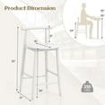 thumbnail image 3 of Costway Bar Chair Counter Height Stools Set of 4 with Acacia Wood Frame Supporting Legs White, 3 of 8