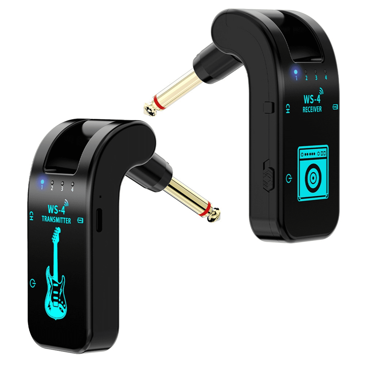 New 2.4G Guitar Wireless Transceiver Electric Blowpipe Audio Transmission Transceiver 8 Channels Duration 10 Hours A,1 * receiver 1 * transmitter 1 * data cable,Black