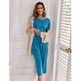 thumbnail image 2 of Ekouaer Womens Capri Pajama Sets Print Short Sleeve Sleepwear Top and Capri Pants Soft Loungewear with Pocket Blue Green, 2 of 4