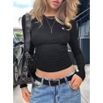 thumbnail image 4 of Womens Long Sleeve T Shirts Fall Fashion Basic Crop Tops Going Out Outfits Y2k Clothes Black S, 4 of 7