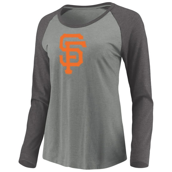 Women's Majestic Heathered Gray/Charcoal San Francisco Giants Must Win Tri-Blend Raglan Long Sleeve T-Shirt