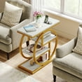 thumbnail image 3 of Tribesigns 4-Tier End Table for Living Room, Wood Narrow Side Table for Bedroom, White&Gold, 3 of 8
