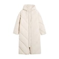 thumbnail image 2 of Black and Friday Clothing Sales Idoravan Women's Quilted Puffer Coat,Fall Fashion Women Casual Comfortable Zipper Drawstring Pocket Long Sleeve Parkas Beige XL, 2 of 5