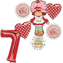 Anagram 7th Birthday Party Supplies Strawberry Girl Shortcake Jumbo Shape Balloon Bouquet Decorations