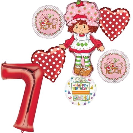 Anagram 7th Birthday Party Supplies Strawberry Girl Shortcake Jumbo Shape Balloon Bouquet Decorations
