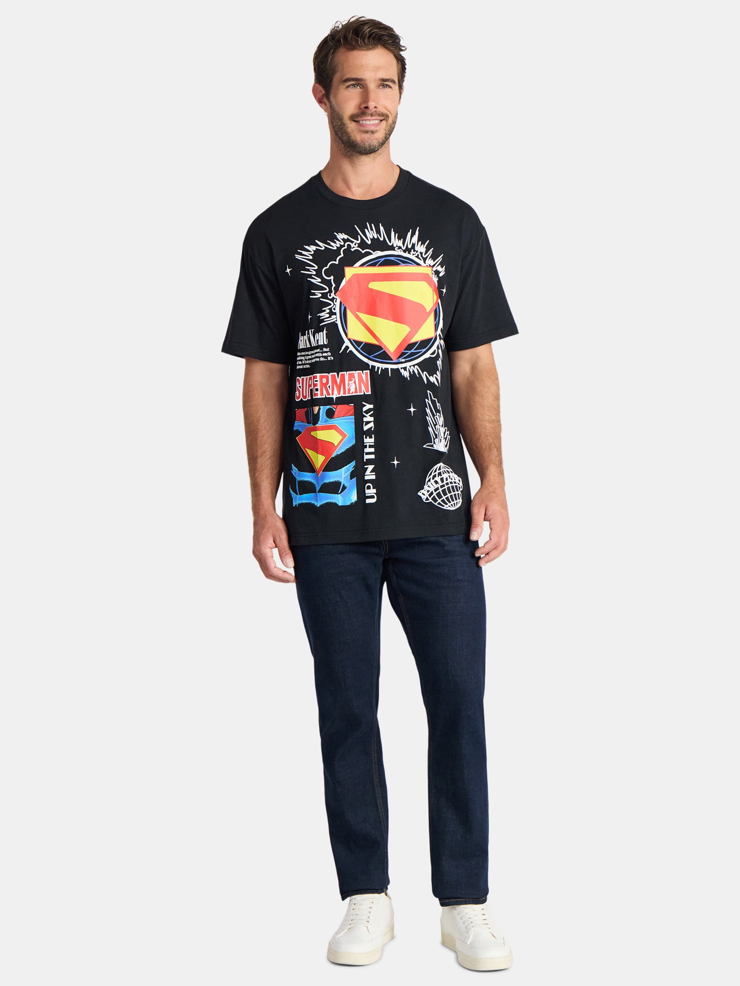 Superman Men's and Big Men's Panels Graphic Tee with Short Sleeves, Sizes S-3XL