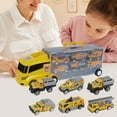 thumbnail image 4 of Hesroicy 1 Set Truck Container Toy Miniature Fire-Truck Engineering Truck Police-Car Diecast Alloy Vehicle Toy 1:50 Scale Portable Car Transporter Children Boy Toy Birthday Gift, 4 of 8