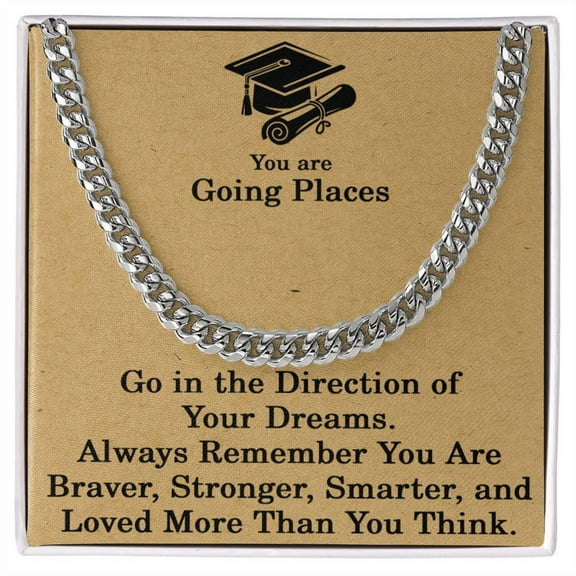 Graduation Gifts for Him Gradation Necklace for Men Class of 2025 Gift You Are Going Places Cuban Link Chain Gifts for Graduates