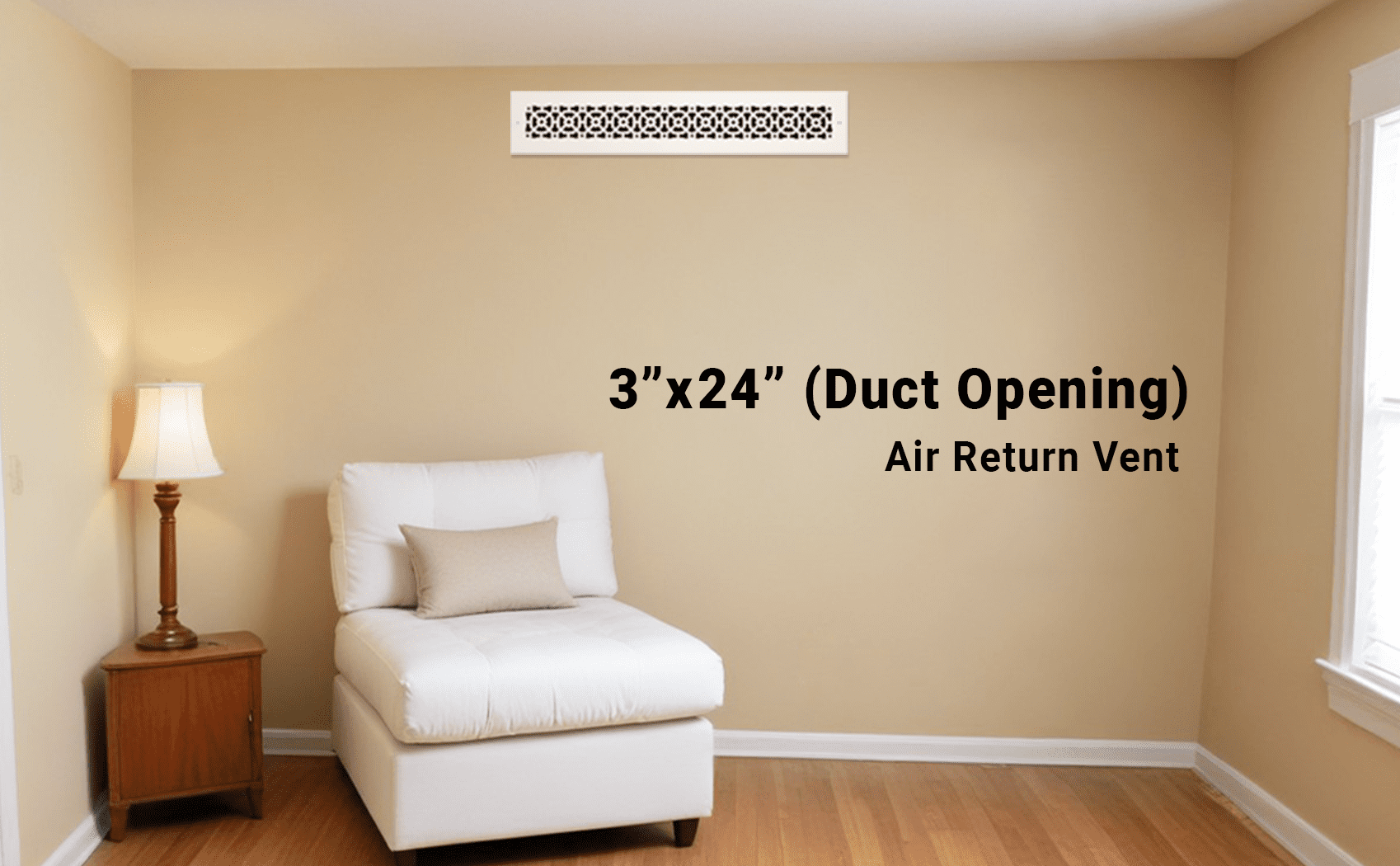 Achtek Air Return 3"x24" (Overall Size 5"x26") | Cast Aluminum Air Grille | HVAC Duct Cover for Home Ventilation