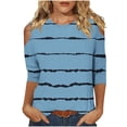 thumbnail image 2 of Mefallenssiah Blouses pour Femmes Habillées Décontractées Grande Taille Mode Féminine T-Shirt Imprimé Manches 3/4 Blouse Col Rond Hauts Décontractés, 2 of 5