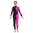 thumbnail image 6 of Aislor Kids Girls Full Length Jumpsuit Gymnastics Leotard Rhinestone Long Sleeve Ballet Dance Unitard Bodysuit Size 6-16 A Hot Pink 12, 6 of 7