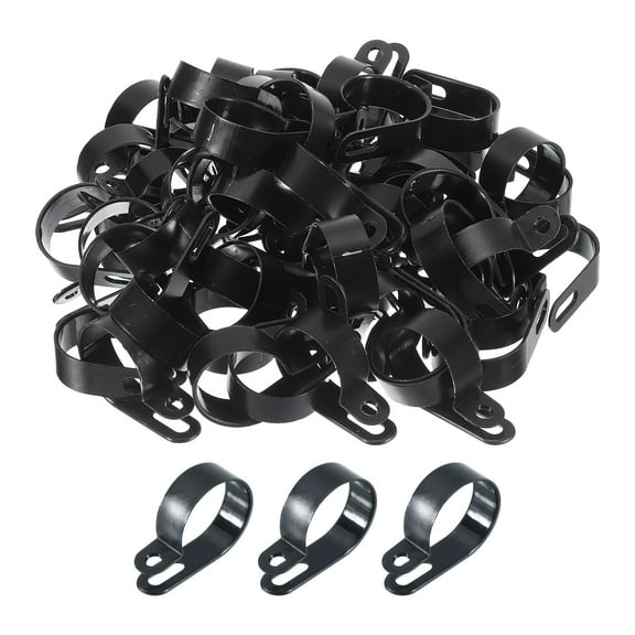 R-Type Cable Clamps, 30mm 1.18 Inch Cable Organizer Cord Clips Black, 100pcs