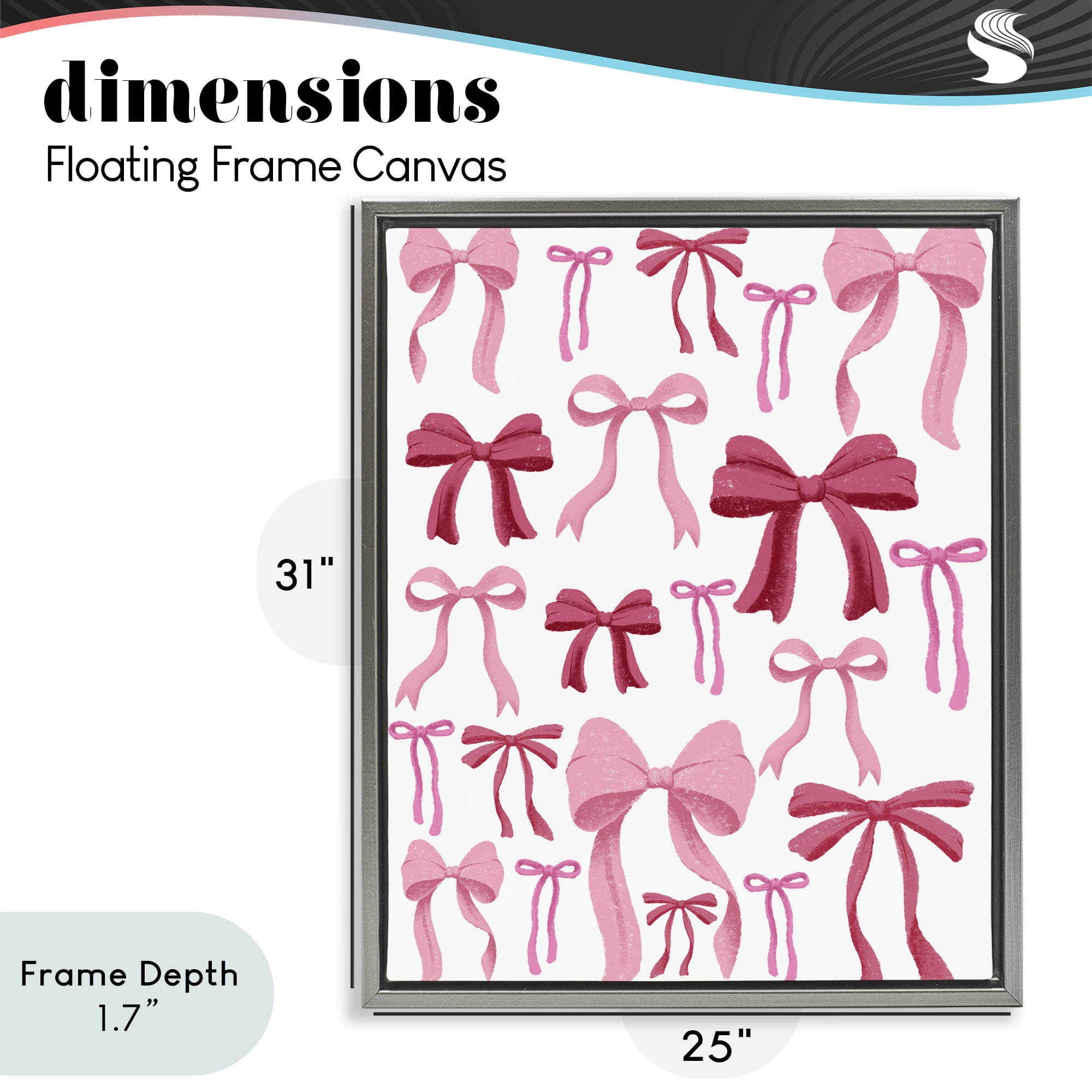 Stupell Industries Bows All Over Pink & Red Gray Framed Floater Canvas Wall Art, design by Marcus Prime
