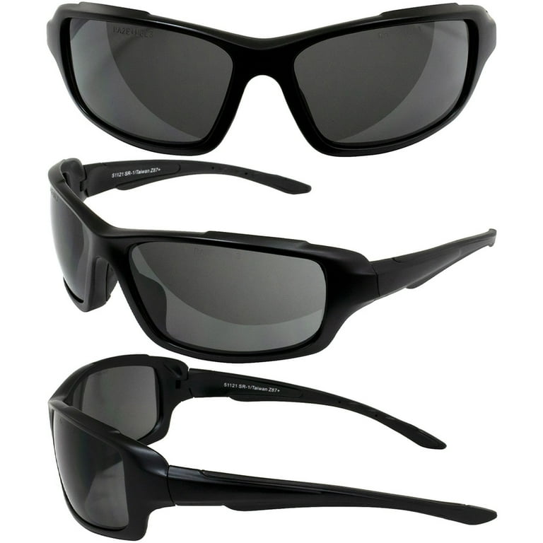 Raza Glasses black✖︎smoke Raze SR-1 ANSI Z87 Safety Glasses Black Frames with Black