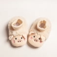 thumbnail image 4 of Generic Slippers Toddler Girl Autumn And Winter Children Toddler Boys And Girls Non Slip Flat Socks Plush Warm Solid Color Cute Pig Shape(0-3 Months,Beige), 4 of 5
