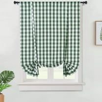 Haperlare Tie Up Curtain 42" x 63" Buffalo Check Gingham Pattern Adjustable Kitchen Curtains Farmhouse Window Treatment Cafe Curtain, Sage White, 1 Set