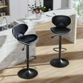 thumbnail image 3 of Adjustable Swivel Bar Stools Set of 2, Modern Upholstered Bar Chairs for Kitchen Island Dining Room Pub Counter(Black,Black Base), 3 of 9