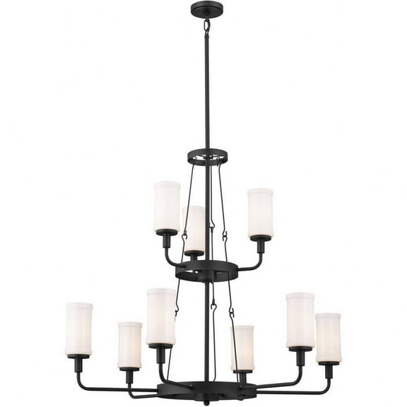 9 Light 2-Tier Chandelier In Homestead Style-37.25 Inches Tall And 39.75 Inches Wide-Textured Black Finish    -Traditional Installation Kichler